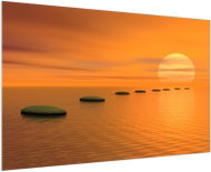 LIOX Painting stones in the sea and sunset, 90 × 60 cm - Painting
