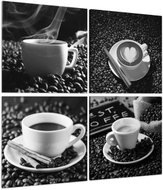 LIOX Black-and-white picture Coffee time, 60 × 60 cm, four-part - Painting