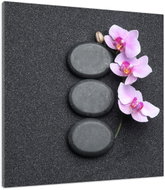 LIOX Zen painting stones and orchid, 80 × 80 cm - Painting