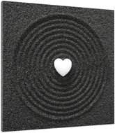 LIOX Black painting of a heart in sand, 60 × 60 cm - Painting