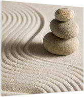LIOX Painting stones in sand zen, 80 × 80 cm - Painting