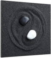 LIOX Painting yin yang in black sand, 150 × 150 cm - Painting