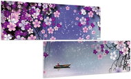 LIOX Pink flowers over the lake, 120 × 60 cm, two-piece - Painting