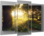 LIOX Painting of a forest at sunrise, 150 × 100 cm, three-part - Painting