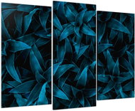 LIOX Blue tropical leaves, 150 × 100 cm, three-piece - Painting