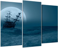 LIOX Picture of a pirate ship at full moon, 120 × 80 cm, three-piece - Painting