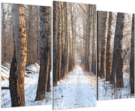 LIOX Painting winter journey through the forest, 150 × 100 cm, three-part - Painting
