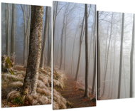 LIOX Painting of a path through a forest in fog, 60 × 40 cm, three-piece - Painting