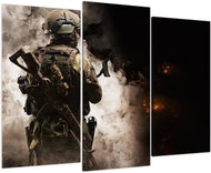 LIOX Elite soldier in smoke, 150 × 100 cm, three-piece - Painting