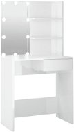 Shumee Toaletný stolík s LED lesklý biely 74,5 × 40 × 141 cm - Toaletný stolík