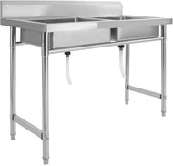 Shumee Kuchyňský dřez dvojitý nerezová ocel - Nerezový dřez