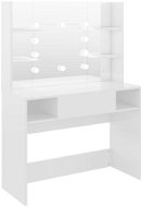 Shumee Kozmetický stolík s LED svetlami 100 × 40 × 135 cm MDF žiarivo biely - Toaletný stolík