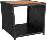 Shumee Čajový stolek s dřevěnou deskou černý polyratan masivní akácie - Zahradní stůl