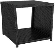 Shumee Čajový stolek se skleněnou deskou černý polyratan a sklo - Zahradní stůl