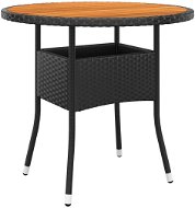 Shumee Záhradný stôl 80 × 75 cm akáciové drevo a polyratan čierny - Záhradný stôl