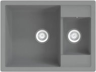 SHUMEE Kuchyňský dřez s přepadem, otvorem, dvojitý, šedý, žula - Granite Sink