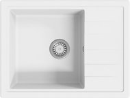 SHUMEE Kuchyňský dřez s přepadem, oválný, bílý, žula - Granite Sink