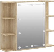 SHUMEE Zrkadlová skrinka s LED, dub sonoma, 70 × 16,5 × 60 cm - Kúpeľňová skrinka