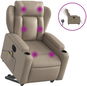 Shumee elektrické zvedací polohovací, cappuccino koženka 3204571 - Masážní křeslo