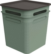 ROTHO Brisen set 2 x box + lid, 18 l green - Storage Box