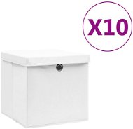 SHUMEE Úložné boxy s vekami 10 ks 28 × 28 × 28 cm biele - Úložný box