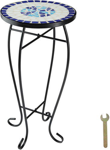 TecTake Balcony table, flower stand, blue - Garden Table - Main image