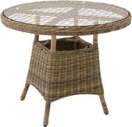 TecTake Hliníkový Ratanový zahradní stůl se skleněnou deskou 91 × 73,5 cm, béžový - Zahradní stůl