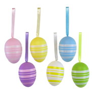 DOMMIO Easter eggs striped 6 pcs, 6 × 4 cm - Easter Decoration