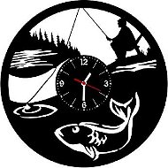 hodiny LP vynil 30cm Rybář - Nástěnné hodiny