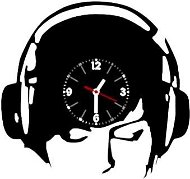 hodiny LP vynil 30cm Muž se sluchátky - Nástěnné hodiny