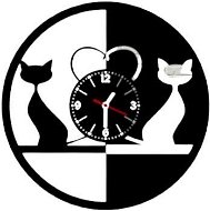 hodiny LP vynil 30cm Dvě kočky - Nástěnné hodiny