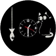 hodiny LP vynil 30cm Kočka s rybou - Nástěnné hodiny