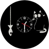Clock LP vynil 30cm Cat with fish - Wall Clock