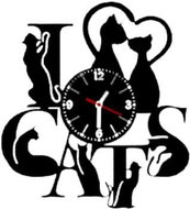 Clock LP vynil 30cm I love Cats - Wall Clock