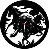 hodiny vynil dva utíkající koně - Wall Clock