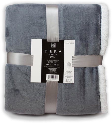 Home Elements Microflannel blanket with lamb, 150 × 200 cm, grey - Blanket - Main image