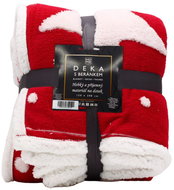 Home Elements Blanket with lamb 150 × 200 cm, jacquard star pattern, red - Blanket