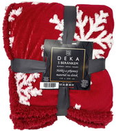 Home Elements Blanket with lamb 150 × 200 cm, jacquard pattern snowflakes, red with red lamb - Blanket