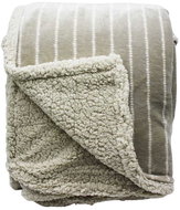 Home Elements Flannel blanket with lamb 150 × 200 cm, light grey with stripe - Blanket