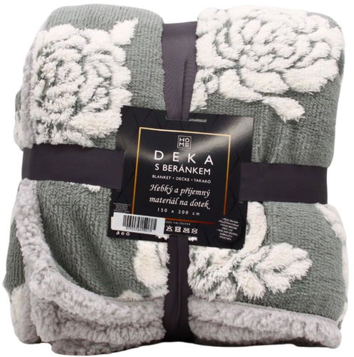 Home Elements Blanket with lamb 150 × 200 cm, jacquard rose pattern, grey - Blanket - Main image