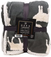 Home Elements Blanket with lamb 150 × 200 cm, jacquard moose pattern, dark grey - Blanket
