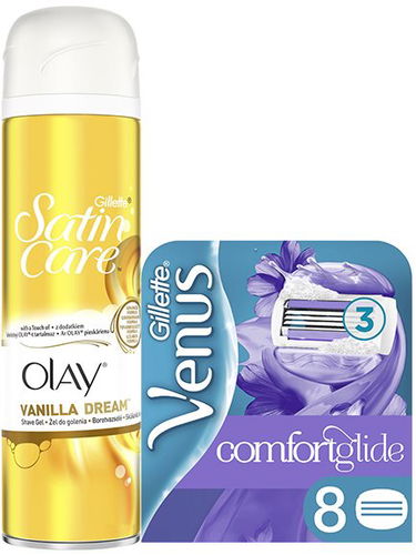 GILLETTE Venus ComfortGlide Breeze 8 ks + Satin Care Vanilla Dream 200 ml - Dámský gel na holení - Hlavní obrázek
