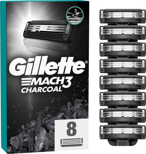 GILLETTE Mach3 Charcoal 8 pcs - Replacement Blade Refill - Main image