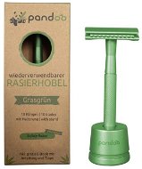 PANDOO Kovový holicí strojek se stojanem borovicově zelený + 10 ks žiletek - Razor