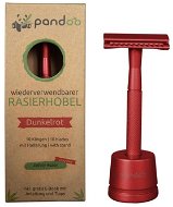 PANDOO Kovový holicí strojek se stojanem lávově červený + 10 ks žiletek - Razor