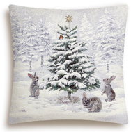 Home of Christmas Tapestry Christmas pillowcase with motif In a snowy forest glitter 45 × 45 - Pillowcase