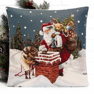 Home of Christmas Tapestry Christmas pillowcase with Santa on the roof 45 × 45 cm - Pillowcase