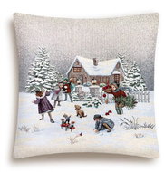 Home of Christmas Tapestry Christmas pillowcase with motif Winter fun 45 × 45 cm - Pillowcase