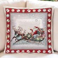 Home of Christmas Tapestry Christmas pillowcase with Santa on a sleigh 2 45 × 45 cm - Pillowcase
