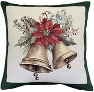 Home of Christmas Tapestry Christmas pillowcase with bell motif - green 45 × 45 cm - Pillowcase
